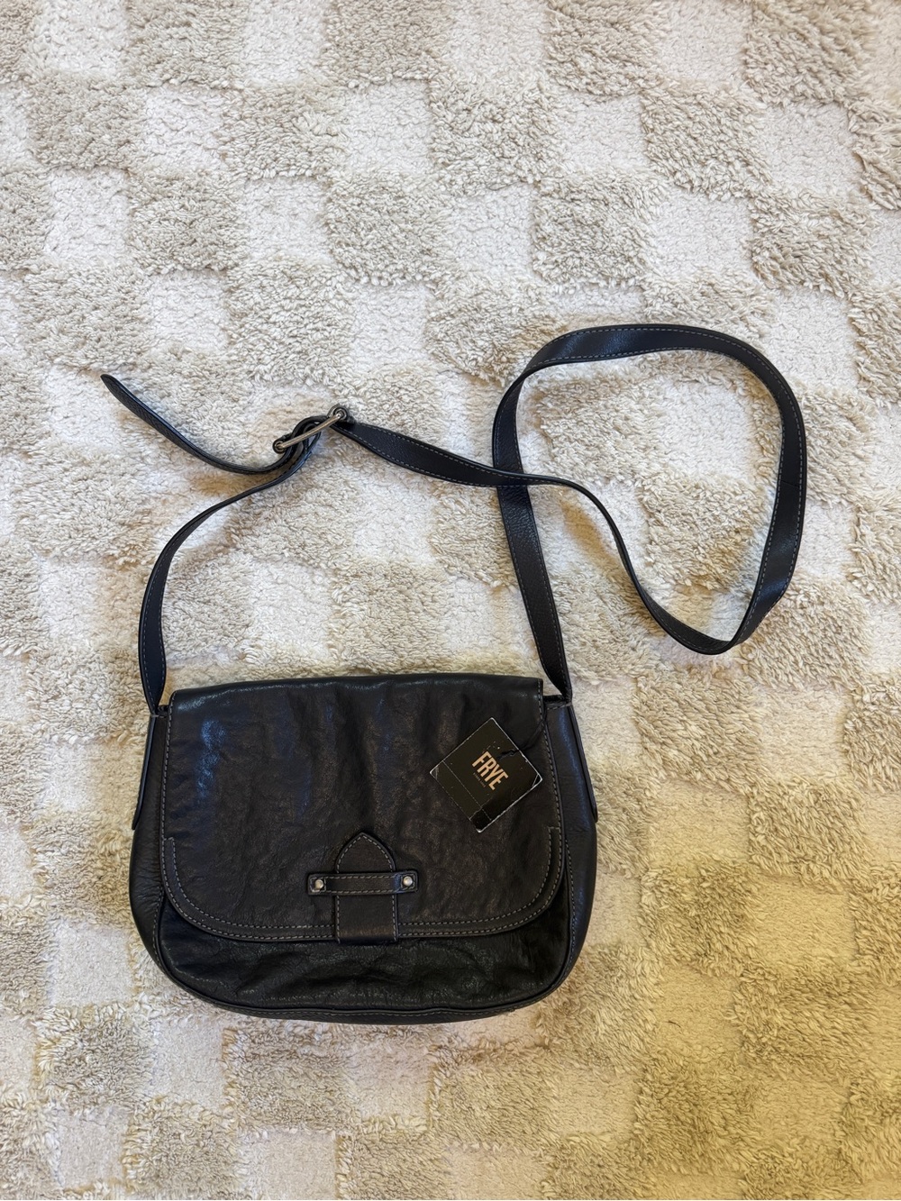 Frye Black Leather Flap Crossbody Bag | NWT